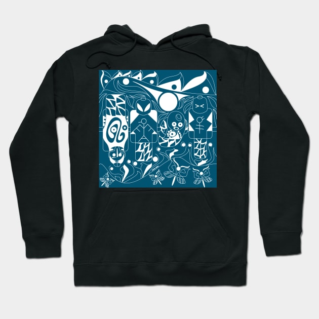 boho alien pattern in mayan soccer game ecopop Hoodie by jorge_lebeau